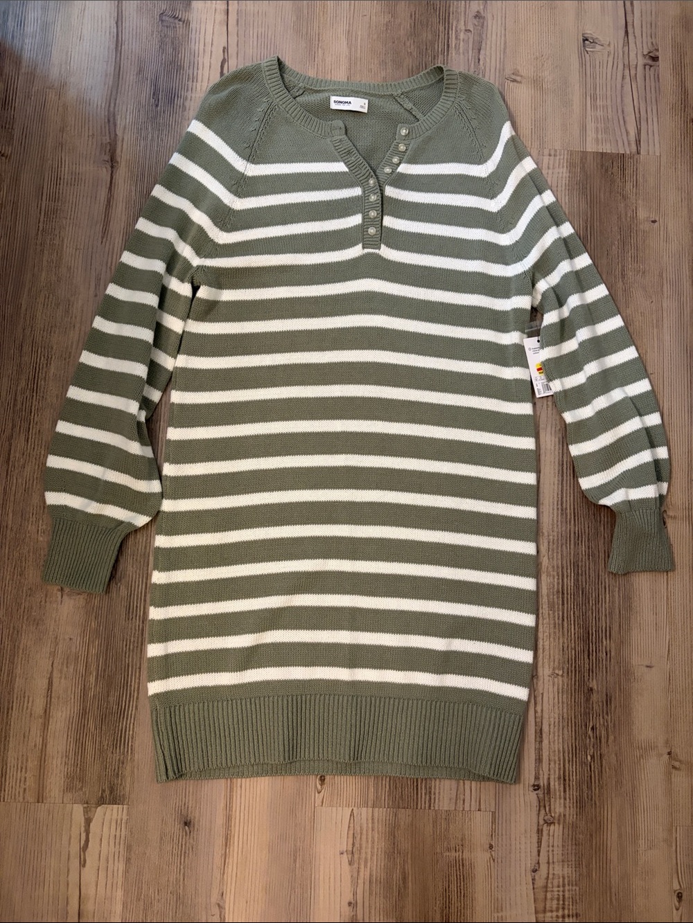 Old Navy Olive Green and White Striped Knit Top